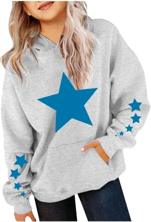 Kids Girls' Hoodies Star Graphic Preppy Hooded Sweatshirt Toddler Y2K Trendy Oversized Hoodies Pullover Sweatshirts