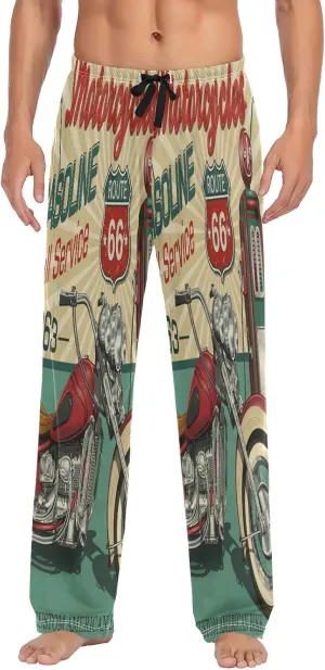 Kigai Men's Pajamas Pants Vintage Motorcycle Sleep Bottoms Pants Lounge Sleepwear - M