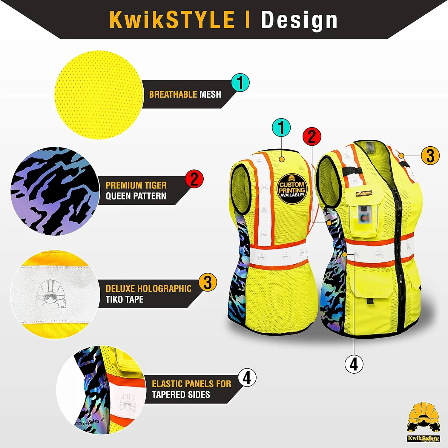 KwikSafety - Charlotte, NC - FIRST LADY Safety Vest for Women, High Visibility Reflective Strips, Meets ANSI & OSHA