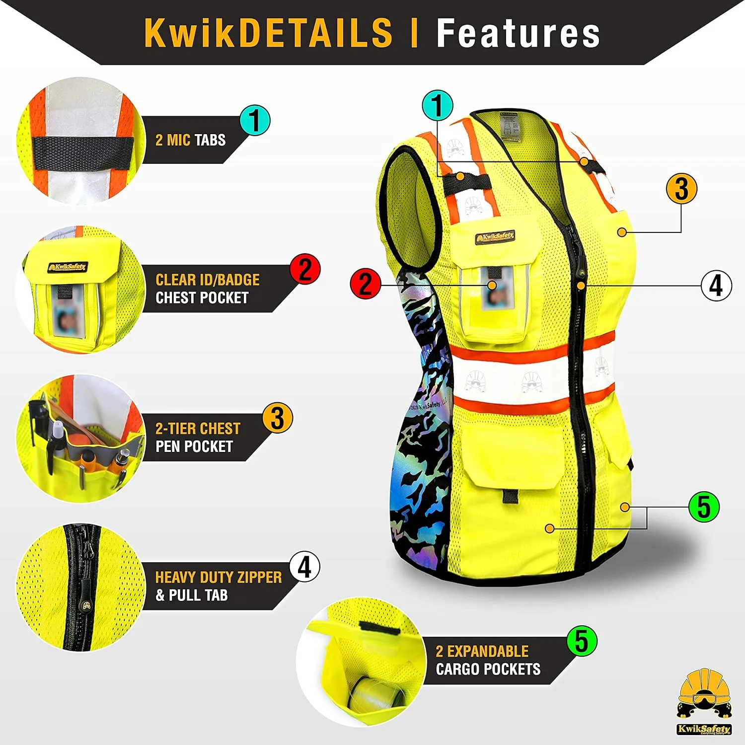 KwikSafety - Charlotte, NC - FIRST LADY Safety Vest for Women, High Visibility Reflective Strips, Meets ANSI & OSHA