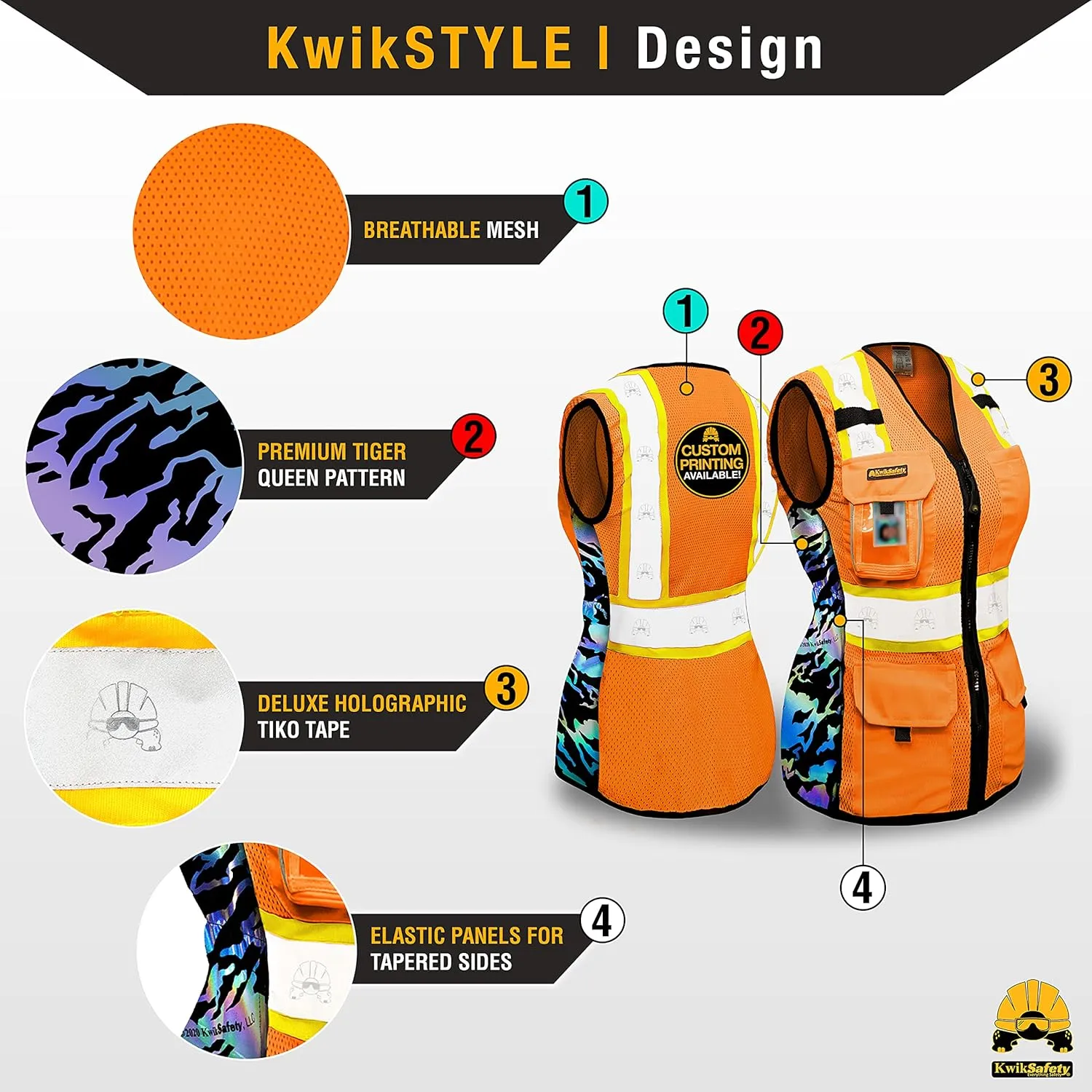 KwikSafety - Charlotte, NC - FIRST LADY Safety Vest for Women, High Visibility Reflective Strips, Meets ANSI & OSHA