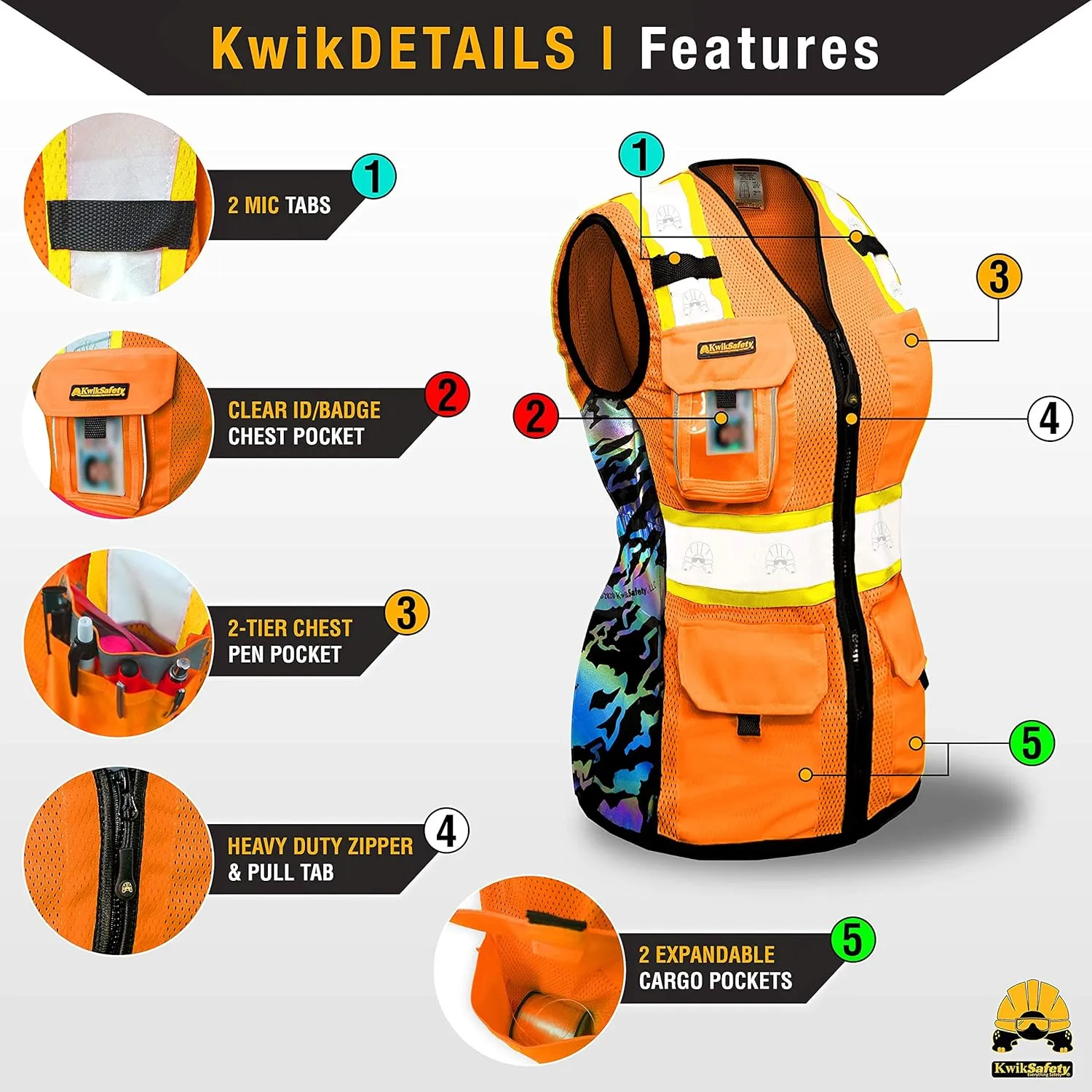 KwikSafety - Charlotte, NC - FIRST LADY Safety Vest for Women, High Visibility Reflective Strips, Meets ANSI & OSHA