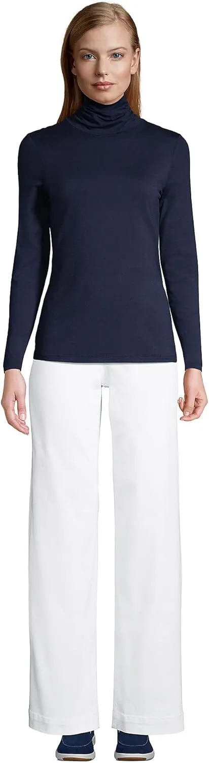 Lands' End Women's Lightweight Jersey Skimming Long Sleeve Turtleneck