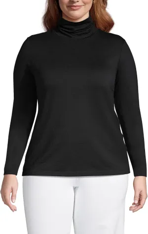 Lands' End Women's Lightweight Jersey Skimming Long Sleeve Turtleneck