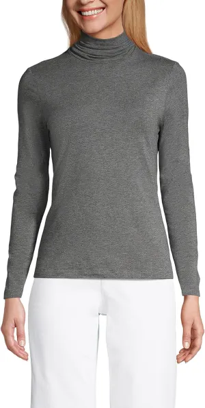 Lands' End Women's Lightweight Jersey Skimming Long Sleeve Turtleneck