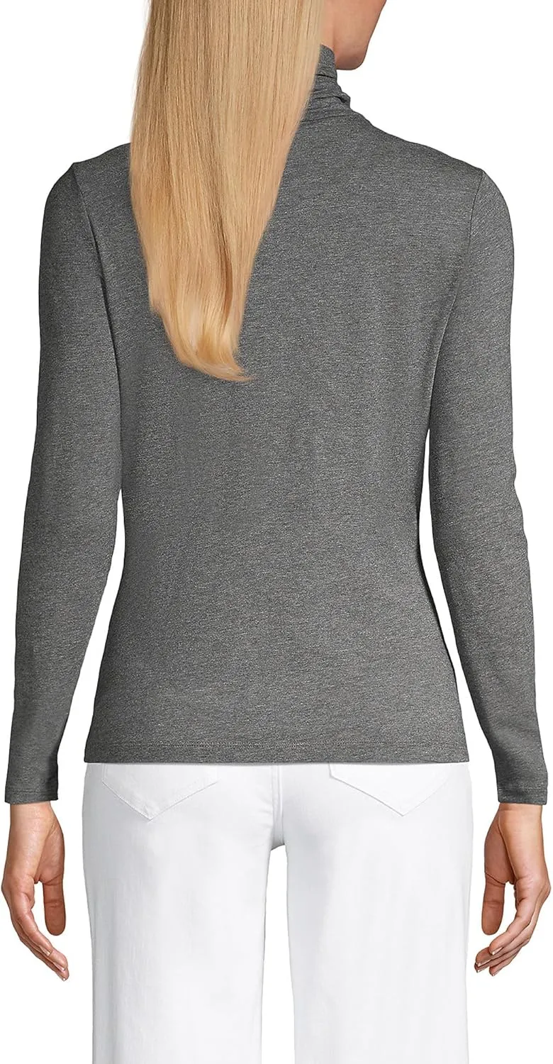Lands' End Women's Lightweight Jersey Skimming Long Sleeve Turtleneck