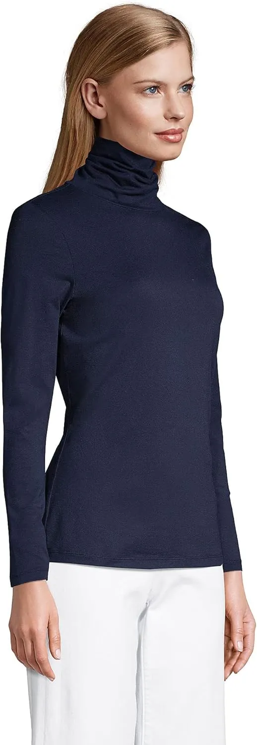 Lands' End Women's Lightweight Jersey Skimming Long Sleeve Turtleneck