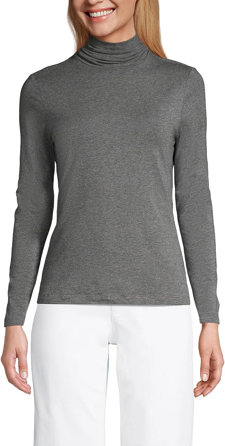 Lands' End Women's Lightweight Jersey Skimming Long Sleeve Turtleneck