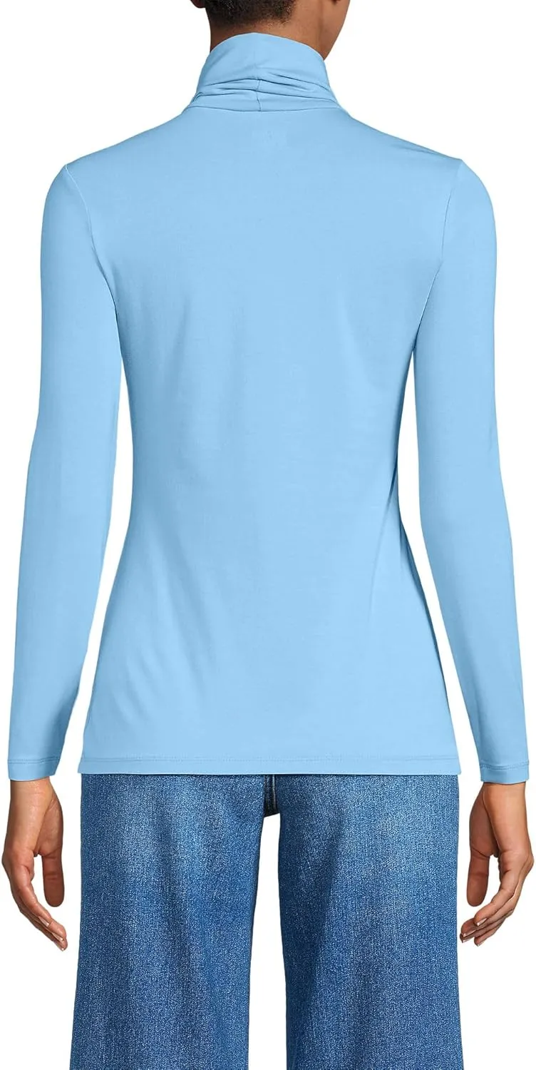 Lands' End Women's Lightweight Jersey Skimming Long Sleeve Turtleneck