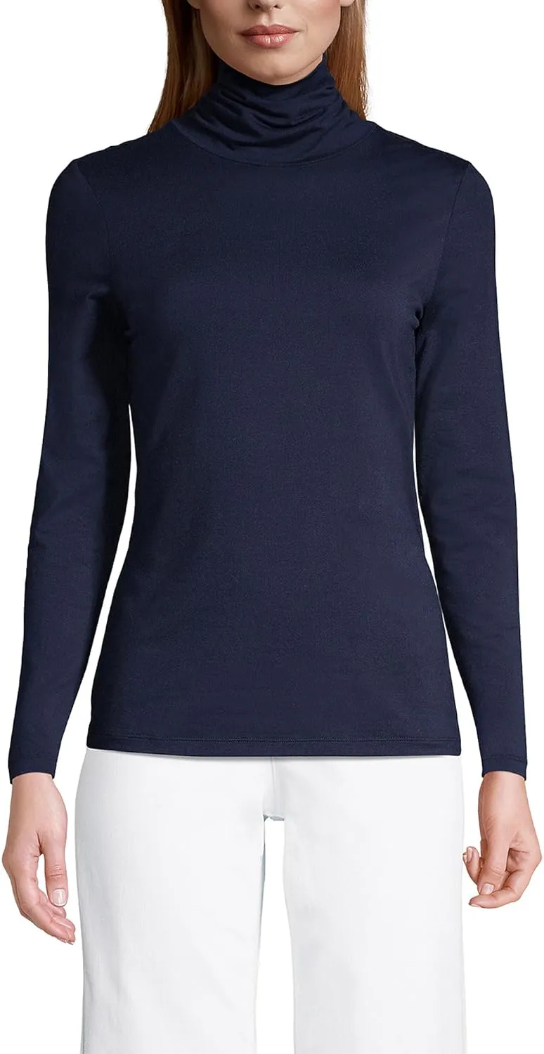 Lands' End Women's Lightweight Jersey Skimming Long Sleeve Turtleneck