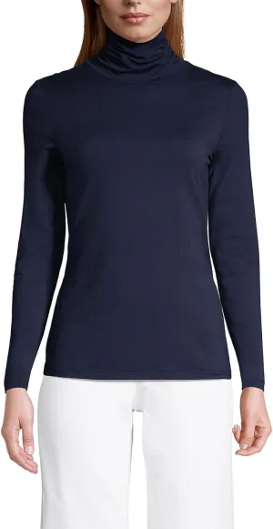 Lands' End Women's Lightweight Jersey Skimming Long Sleeve Turtleneck