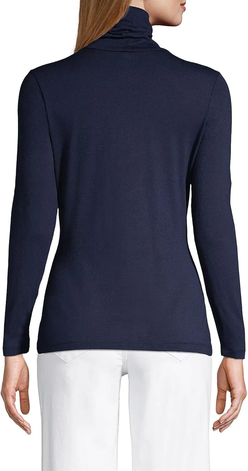 Lands' End Women's Lightweight Jersey Skimming Long Sleeve Turtleneck