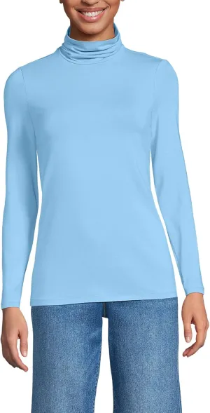 Lands' End Women's Lightweight Jersey Skimming Long Sleeve Turtleneck