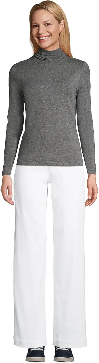 Lands' End Women's Lightweight Jersey Skimming Long Sleeve Turtleneck