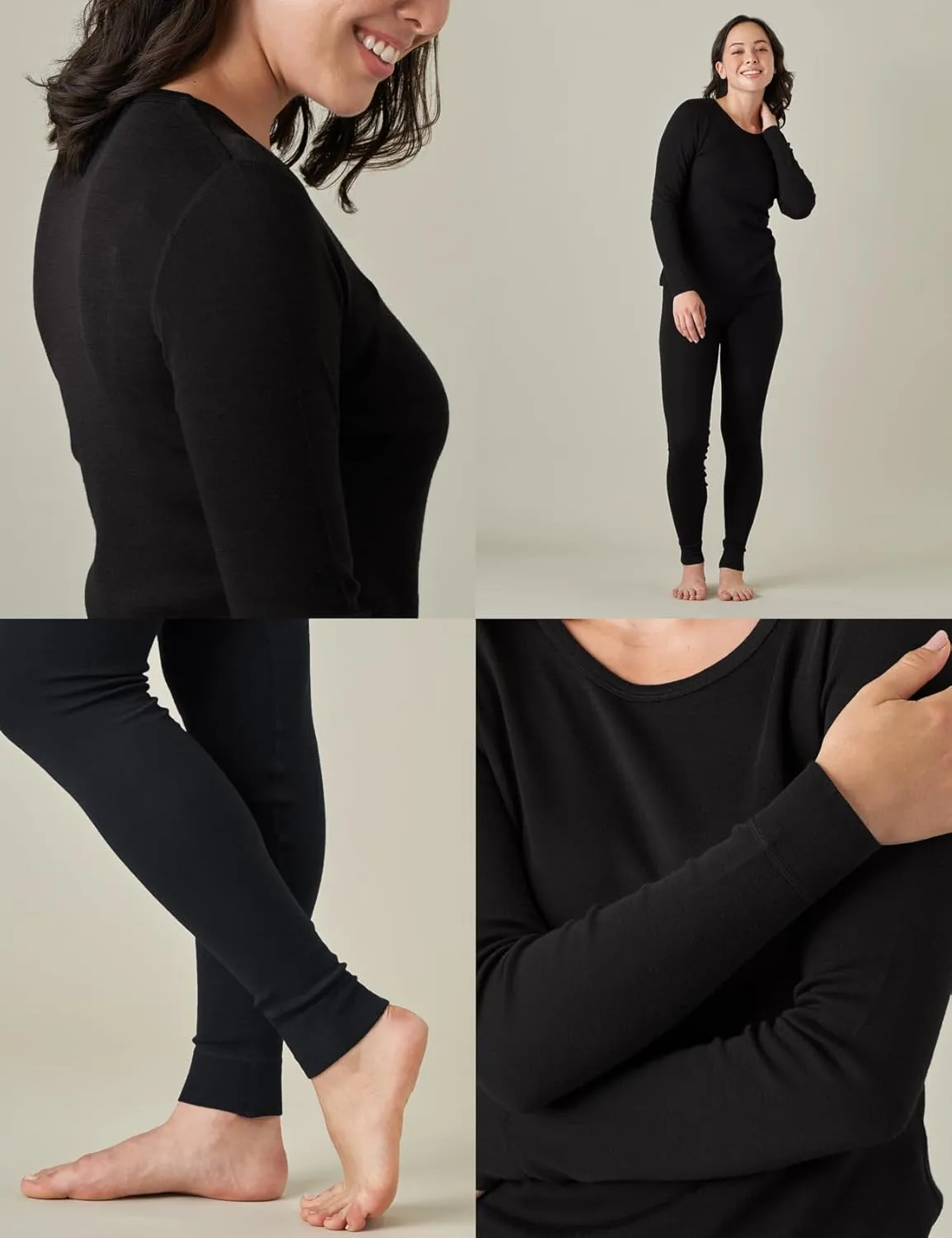 LAPASA Womens 100% Merino Wool Base Layer Set Lightweight & Midweight Thermal Underwear Long John Top & Bottom Warm L58/L91