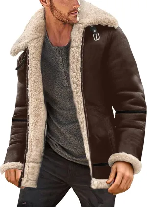 LCMTWX Men's Thick Thermal Winter Jacket Single-breasted Solid Color Lapel Long Sleeve Coat Cardigan Plush Mens Puffer