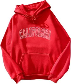 Letter Graphic Print Hoodies for Women Oversized Hooded Sweatshirt Pullover Fall Casual Long Sleeve Blouse Tops