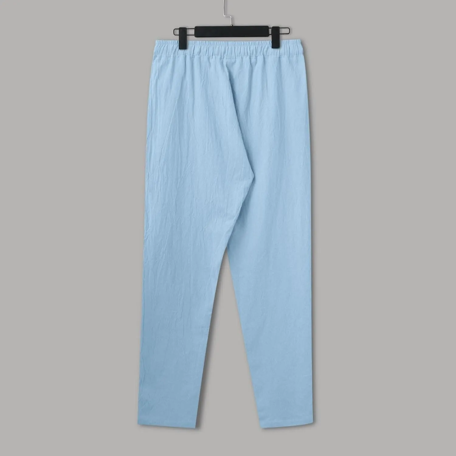 Linen Pants Men,Mens Casual Pants Lightweight Drawstring Beach Pants Elastic Waist Linen Pants Loose Beach Pants
