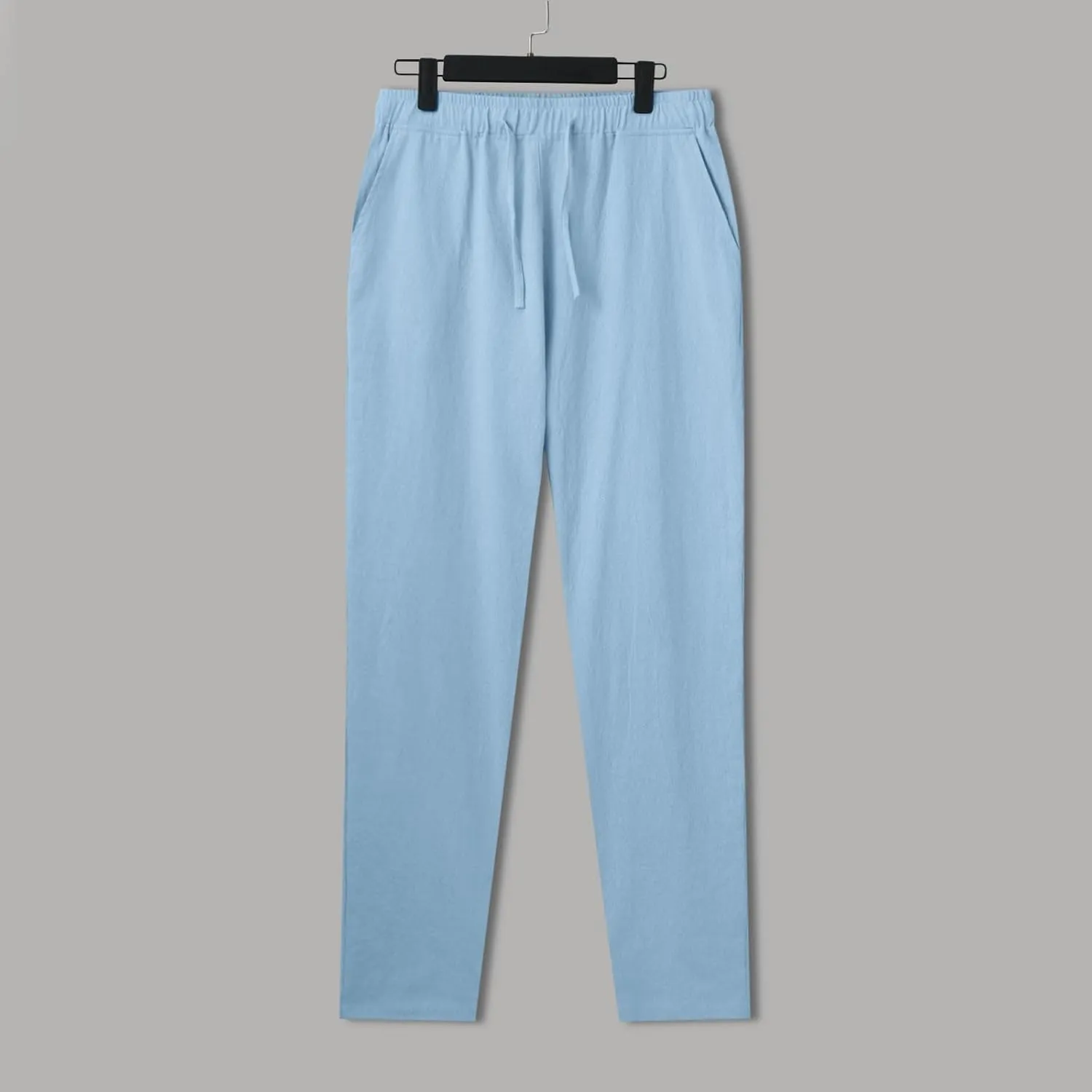 Linen Pants Men,Mens Casual Pants Lightweight Drawstring Beach Pants Elastic Waist Linen Pants Loose Beach Pants