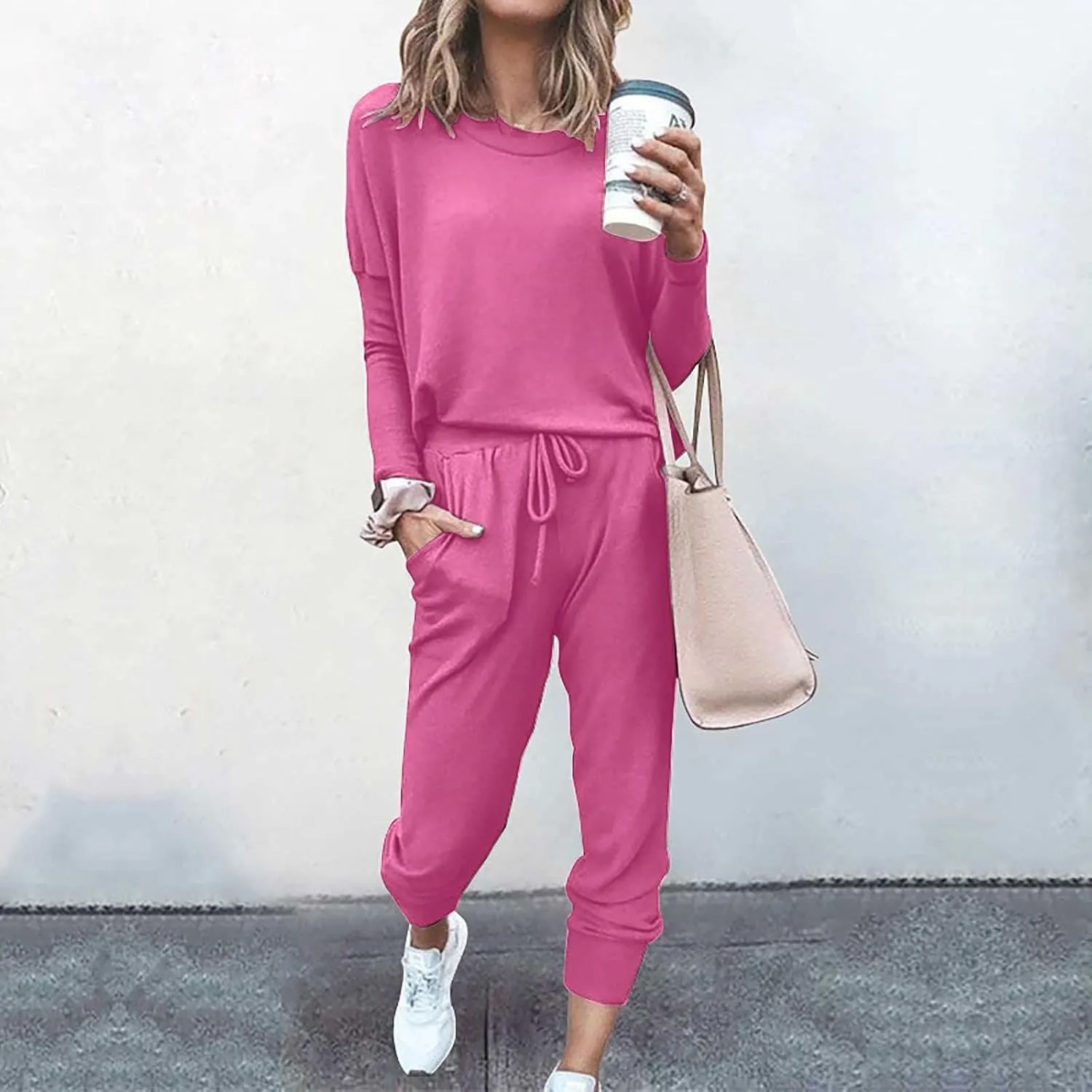 Lounge Sets for Women-2 Piece Sets for Women Jogger Sets for Women Long Sleeve Crewneck Sweatshirts With Sweatpant