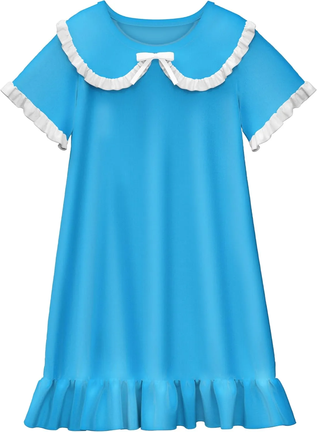 LQSZ Girls Nightgowns Short Sleeve Ruffled Bow Tie Princess Sleepwear Pajama Dress Nightgown Girl for 3-10 Years