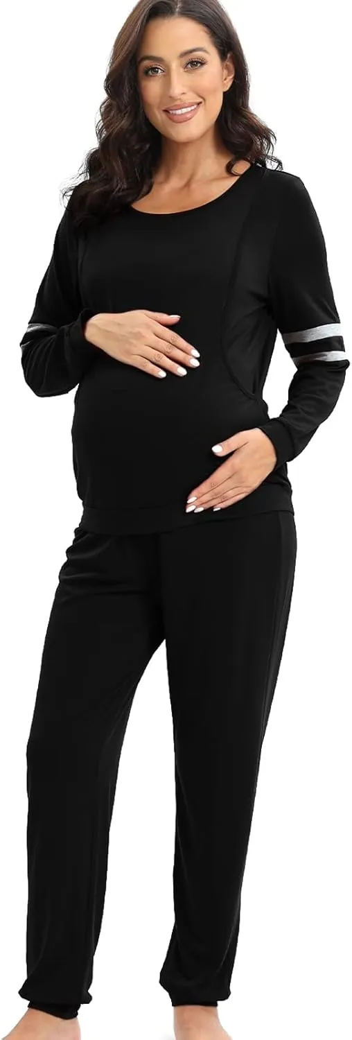 Maternity Nursing Pajamas Set Breastfeeding Sleepwear Suit Nursing Pjs Set