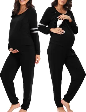 Maternity Nursing Pajamas Set Breastfeeding Sleepwear Suit Nursing Pjs Set