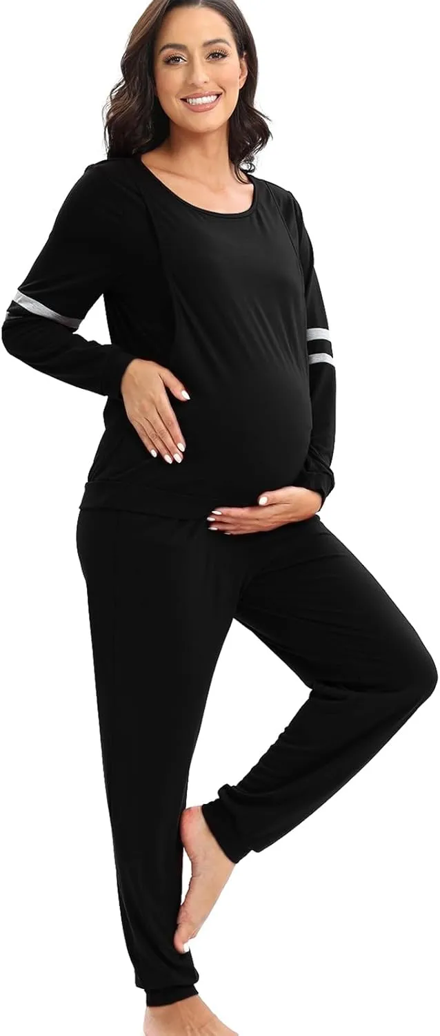 Maternity Nursing Pajamas Set Breastfeeding Sleepwear Suit Nursing Pjs Set