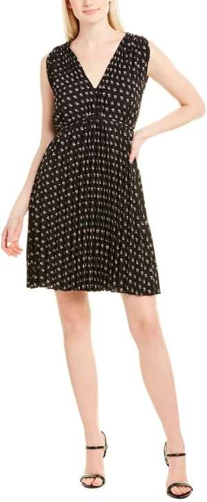 Max Studio Women's V-Neck Pleated Shift Dress