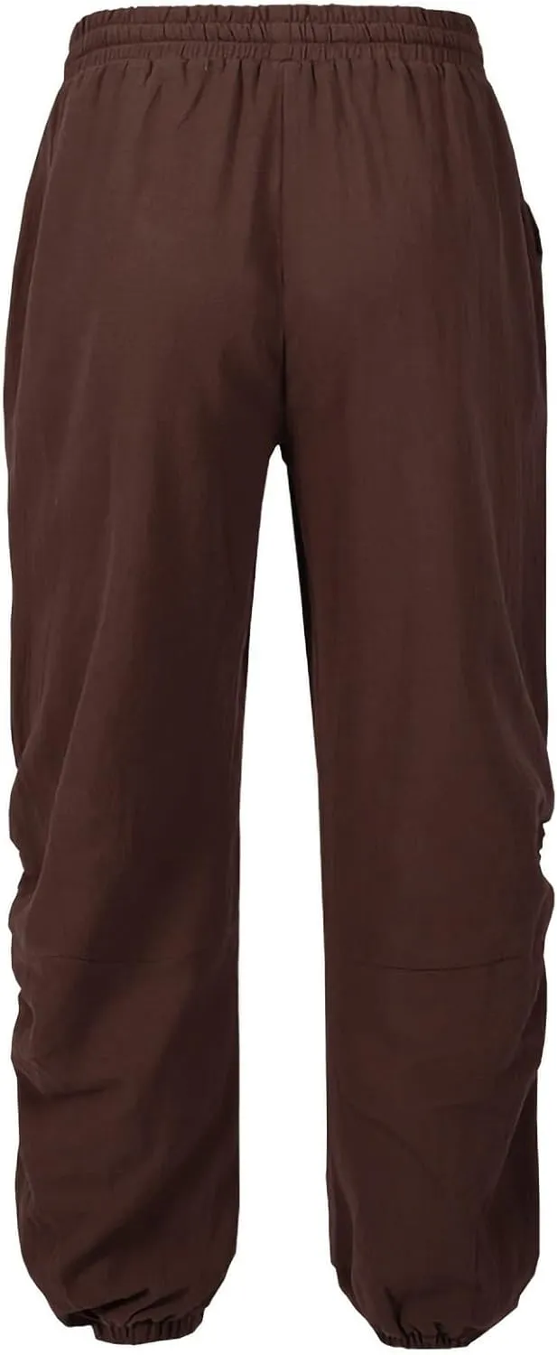 Men's Casual Pants Linen Pants Drawstring Beach Trousers Relaxed-Fit Yoga Pants Summer Elastic Waist Pants