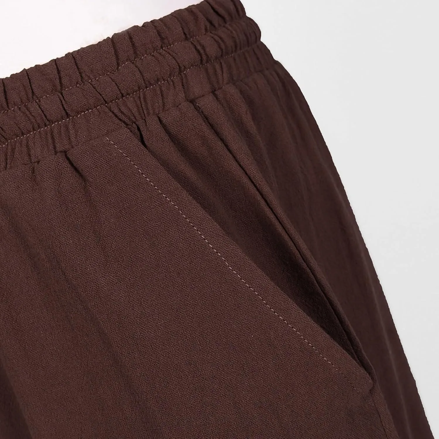 Men's Casual Pants Linen Pants Drawstring Beach Trousers Relaxed-Fit Yoga Pants Summer Elastic Waist Pants