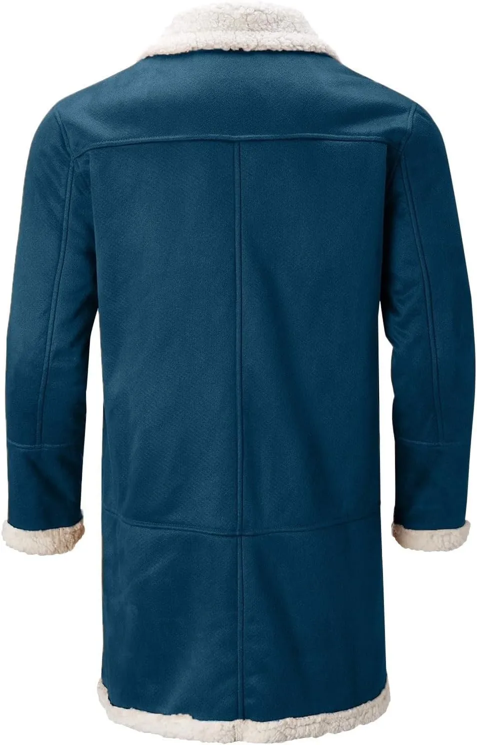 Mens Faux Sherpa Fleece Lined Long Jackets Winter Fur Collar Trench Coat Big and Tall Outwears with Pockets