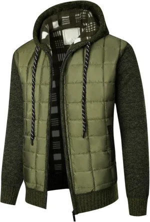 Mens Hoodies Pullover Plaid Knitting Drawstring Coat Sweater Warm Solid Color Jackets Tops Sleeve Hoodies