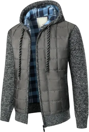 Mens Hoodies Pullover Plaid Knitting Drawstring Coat Sweater Warm Solid Color Jackets Tops Sleeve Hoodies