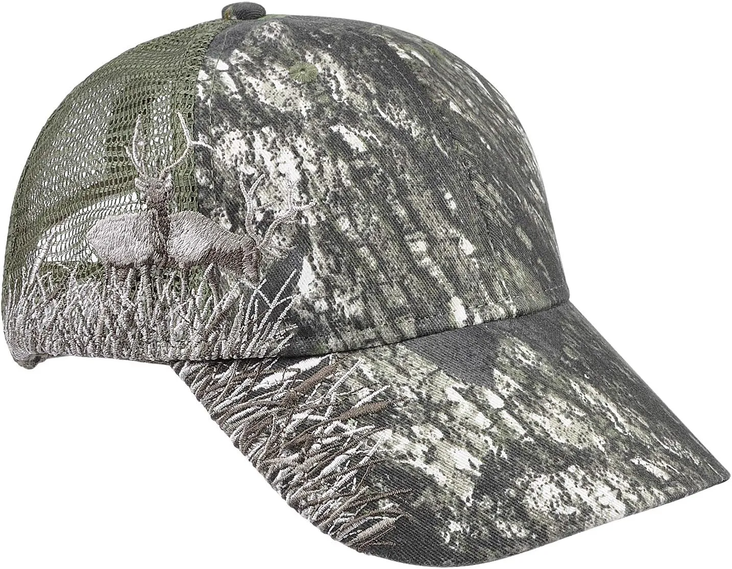 Men's Hunting Fishing Hat Camo Series Adjustable Mesh Ball Cap 3D Embroidered