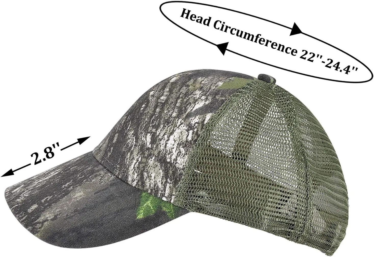 Men's Hunting Fishing Hat Camo Series Adjustable Mesh Ball Cap 3D Embroidered