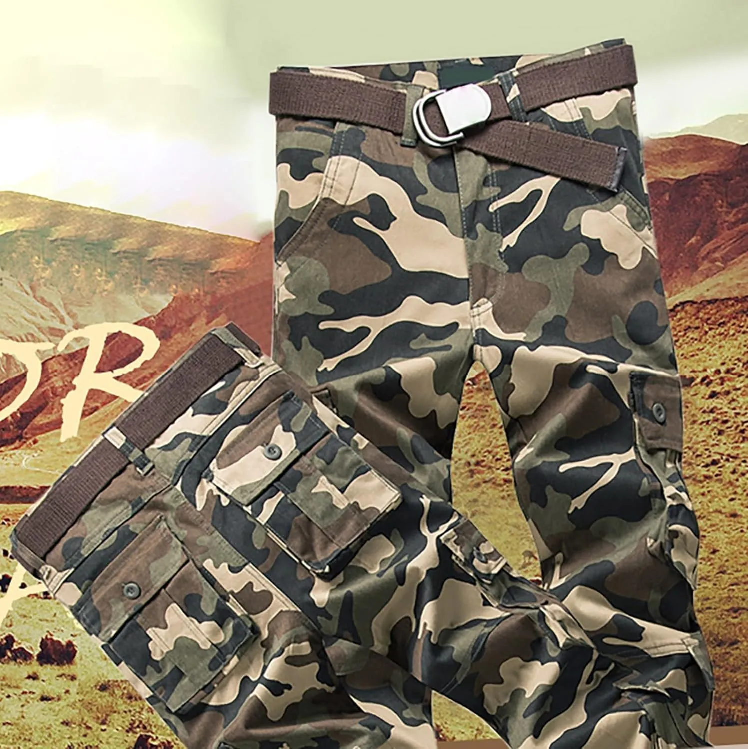 Mens Lightweight Tactical Pants Ripstop Military Cargo Pants Camo Outdoor Hiking Work Pants Workout Joggers Sweatpants 28-44