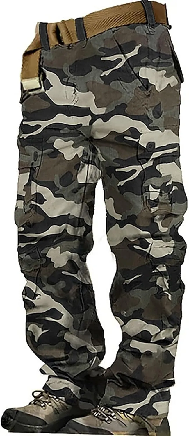 Mens Lightweight Tactical Pants Ripstop Military Cargo Pants Camo Outdoor Hiking Work Pants Workout Joggers Sweatpants 28-44