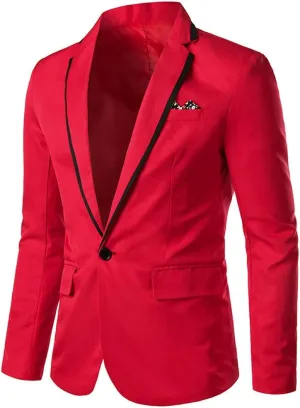 Men's One Button Slim Fit Sport Coat Classic Blazer Suit Jacket Lightweight Jacket Tailored Blazer Sport Coat