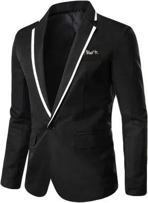 Men's One Button Slim Fit Sport Coat Classic Blazer Suit Jacket Lightweight Jacket Tailored Blazer Sport Coat