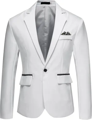 Men's One Button Sport Coat Classic Stretch Blazer Suit Jacket Slim Fit Lightweight Jacket Tailored Blazer Sport Coat