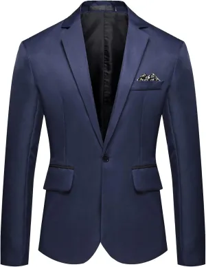 Men's One Button Sport Coat Classic Stretch Blazer Suit Jacket Slim Fit Lightweight Jacket Tailored Blazer Sport Coat