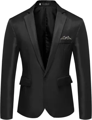 Men's One Button Sport Coat Classic Stretch Blazer Suit Jacket Slim Fit Lightweight Jacket Tailored Blazer Sport Coat