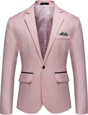 Men's One Button Sport Coat Classic Stretch Blazer Suit Jacket Slim Fit Lightweight Jacket Tailored Blazer Sport Coat