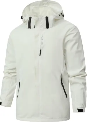 Mens Rain Jackets Waterproof with Hood Mens Performance Softshell Windbreaker Jackets Lightweight Hiking Coats