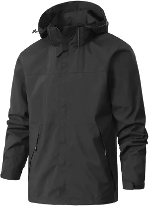 Mens Rain Jackets Waterproof with Hood Mens Performance Softshell Windbreaker Jackets Lightweight Hiking Coats