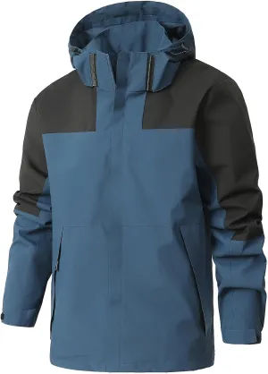 Mens Rain Jackets Waterproof with Hood Mens Performance Softshell Windbreaker Jackets Lightweight Hiking Coats