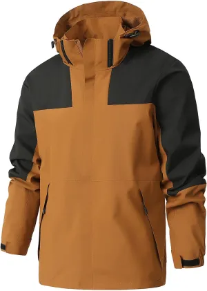 Mens Rain Jackets Waterproof with Hood Mens Performance Softshell Windbreaker Jackets Lightweight Hiking Coats