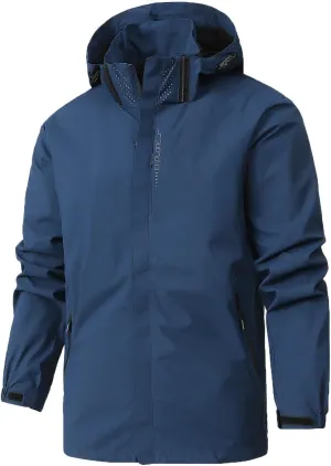 Mens Rain Jackets Waterproof with Hood Mens Performance Softshell Windbreaker Jackets Lightweight Hiking Coats