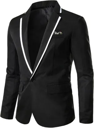 Men's Sport Coat Classic One Button Stretch Blazer Suit Jacket Slim Fit Lightweight Jacket Tailored Blazer Sport Coat